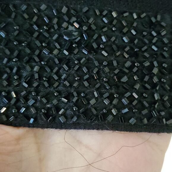 Hampshire Studio black sweater. 3/4 sleeves, bling at sleeves. Size PM. NWT. - Picture 3 of 9